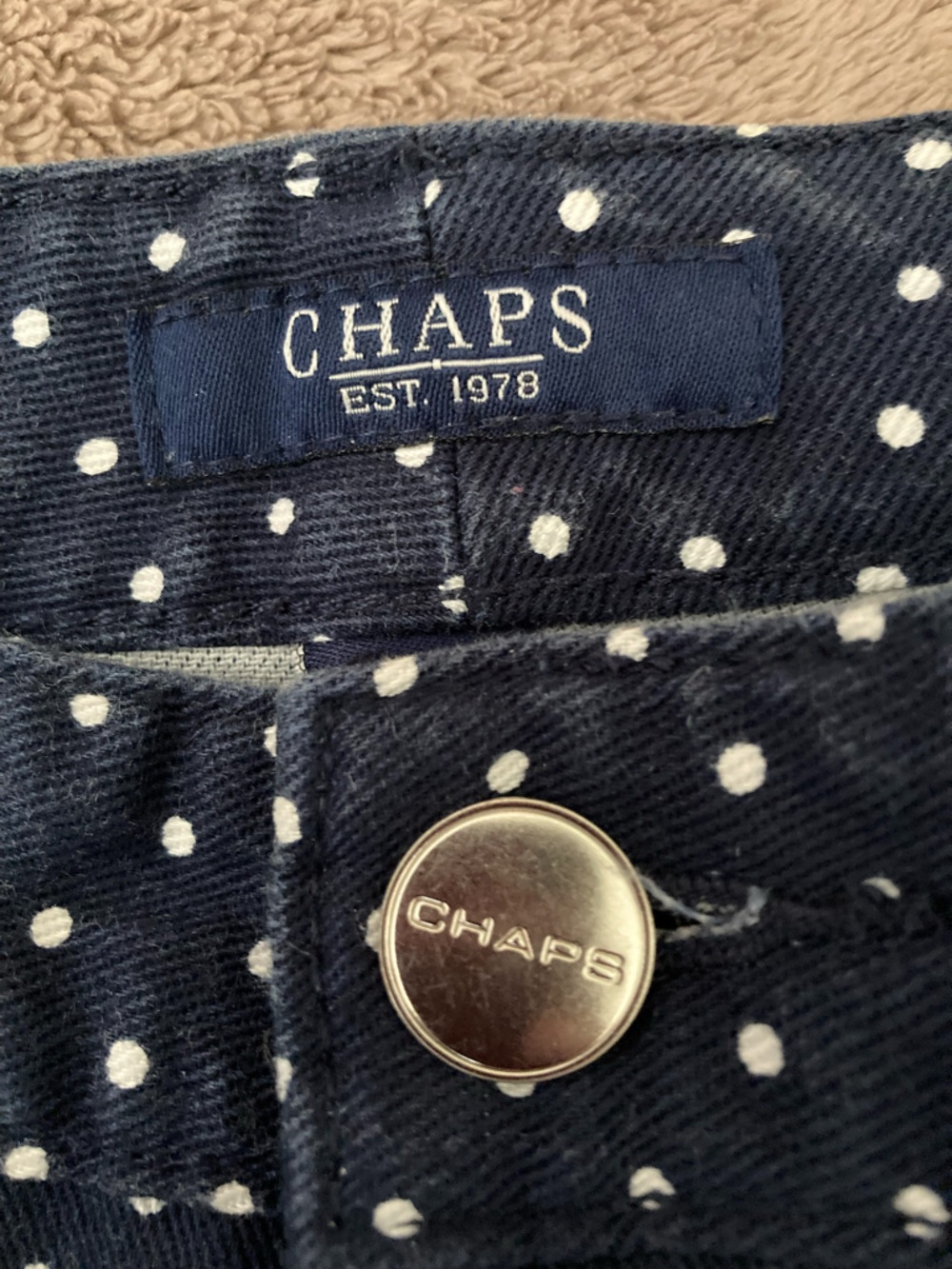 Chaps WOMENS Navy Polka Dot Capri jeans size 12 - Picture 10 of 12